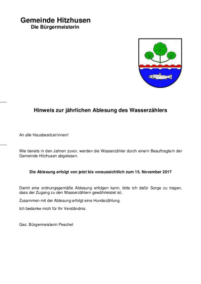 2017 wasserzählerablesen